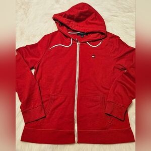 Tommy Hilfiger Classic Red Zip-Up Hoodie Medium
